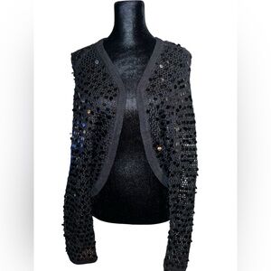 Crop sequence black sweater/shawl from New York and Company.